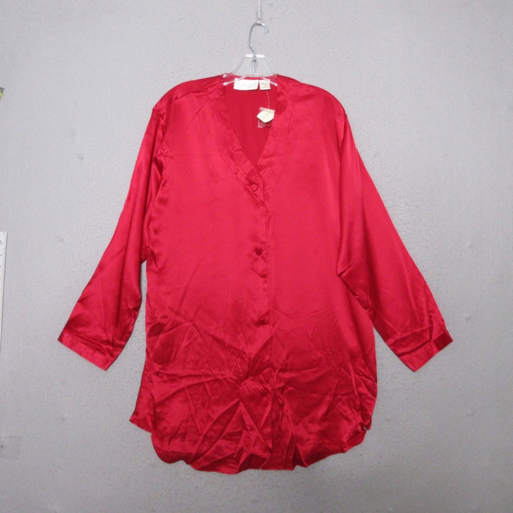 Vintage Gold Label Victorias Secret Pajama Top M Red Silk 90s Y2K Romantic NWT